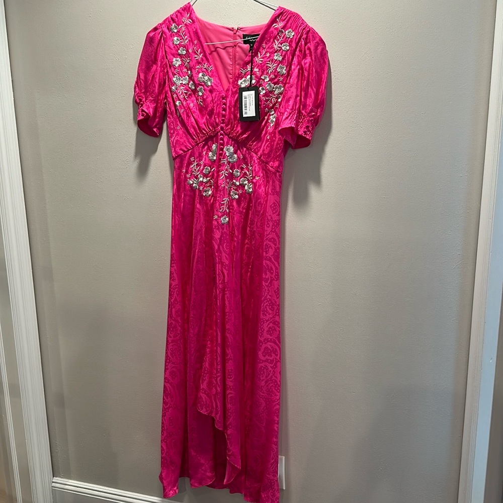Saloni Lea Long Dress Pink Size US 8 UK 12